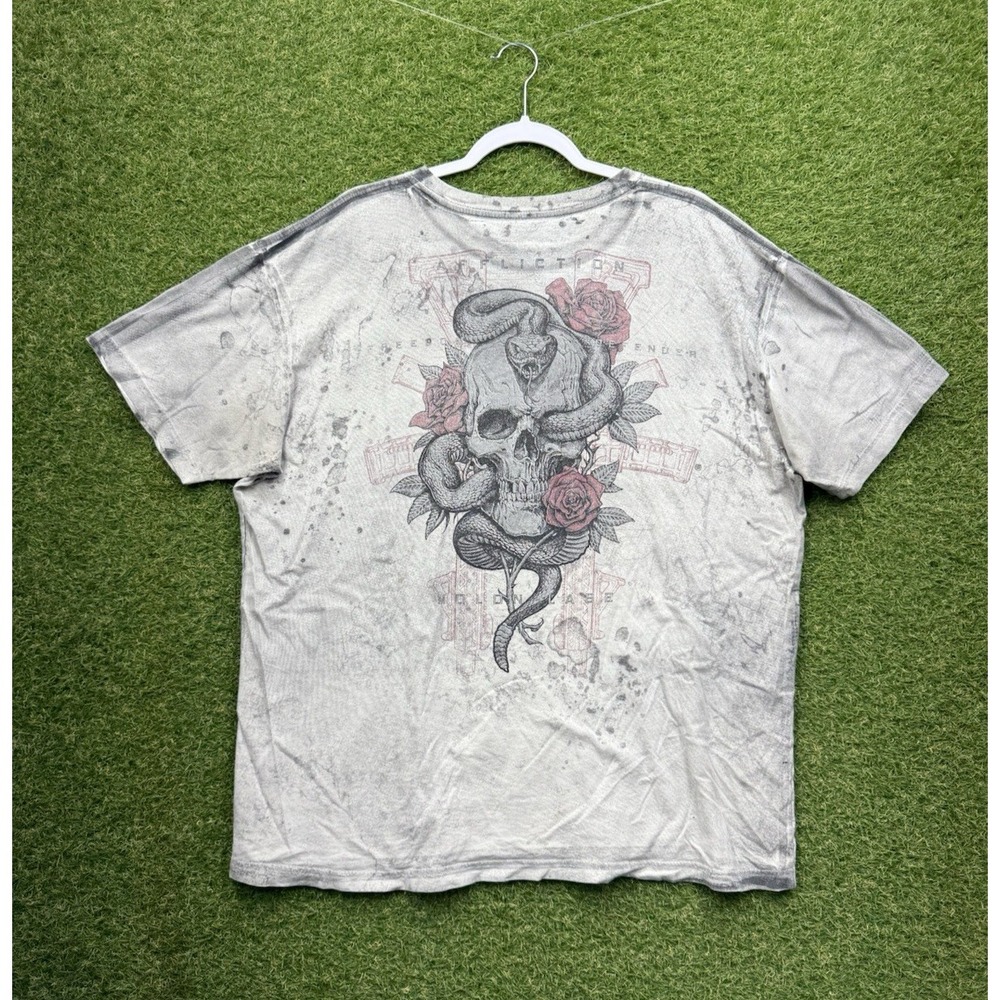 Affliction Shirt Mens 2XL Grunge Wings AOP Skull Y2K 2000s Style Snake Grunge